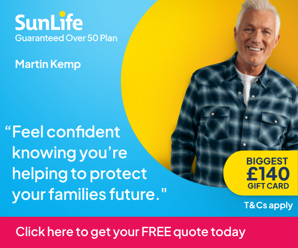sun life over 50s life cover ad