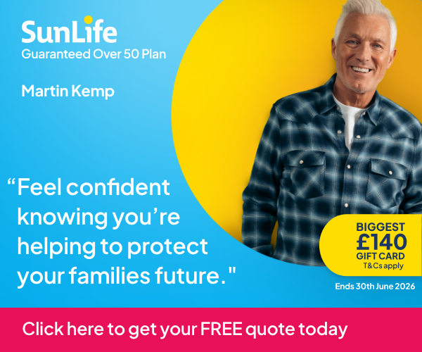 sun life over 50s life cover ad